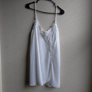 Vintage Private Luxuries White Sheer Slip Dress with Floral Patch Detail